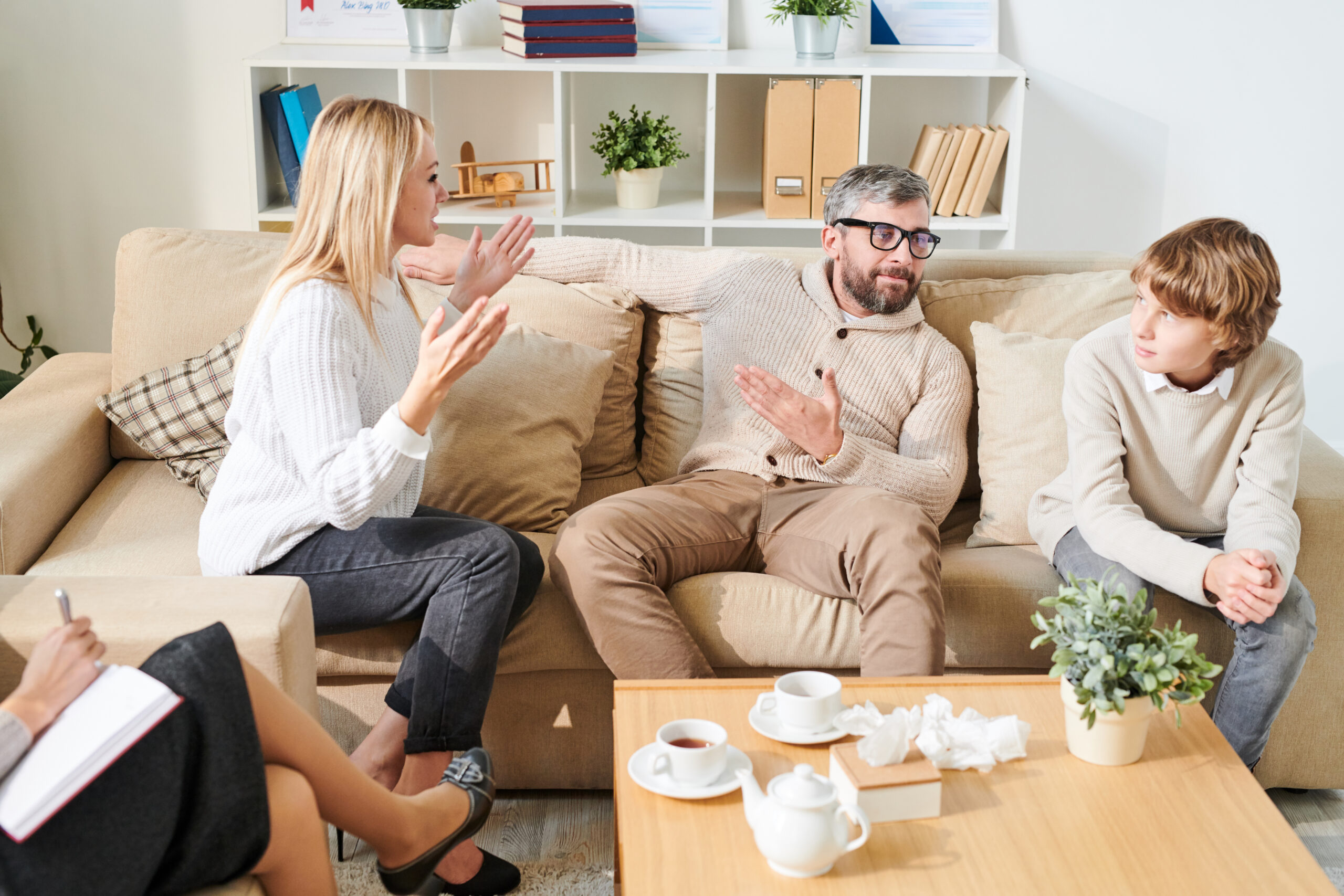 A couple navigating a difficult conversation during separation